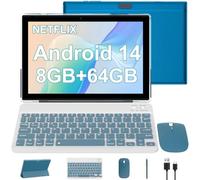 CUPEISI 10.1 Inch Android 14 Tablet, 8GB RAM+64GB ROM (Max 512GB), 8MP Camera, 6000mAh Battery, 1280 * 800 IPS HD Tablet PC with Keyboard/Mouse/Case/Stylus