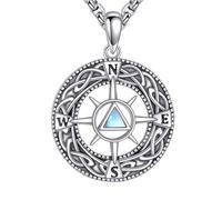 CUPENDA AA Sobriety Gifts Necklace Sterling Silver Compass Alcoholics Anonymous Recovery Symbol Necklace Compass Alcoholics Anonymous Jewelry Gifts for Women Men