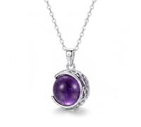 CUPENDA Amethyst Necklace 925 Sterling Silver Amethyst Filigree Pendant Rotating Round Necklaces New Beginnings Jewellery Gift for Women Her