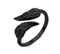 CUPENDA Angel Wing Ring 925 Sterling Silver Feather Adjustable Thumb Open Hug Ring Angel Wing Jewellery for Women