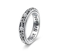 CUPENDA Anxiety Spinner Rings 925 Sterling Silver Lotus Just Breathe Spinner Fidget Ring Relieve Stress Jewellery Gifts for Women-Size 8