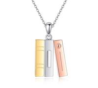 CUPENDA Book Necklace 925 Sterling Silver Library Book Necklace Jewelry Gifts for Women Book Lovers Teacher Writer