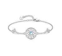 CUPENDA Celtic Knot Bracelet 925 Sterling Silver Moonstone Triquetra Trinity Celtic Knot Adjustable Link Bracelet Good Luck Irish Jewellery Gifts for Women