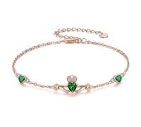 CUPENDA Claddagh Bracelet 925 Sterling Silver Celtic Claddagh Heart Bracelet Good Luck Irish Ireland Jewellery for Women