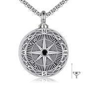 CUPENDA Compass Urn Necklaces for Ashes 925 Sterling Silver Compass Cremation Jewellery for Ashes Memory Jewellery for Women Men