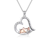 CUPENDA Corgi Necklace S925 Sterling Silver Cute Dog Necklace for Women Corgi Jewelry Gifts for Corgi Lovers