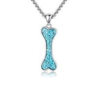 CUPENDA Dog Bone Necklace 925 Sterling Silver Turquoise Puppy Dog Bone Pendant Necklace Dog Bone Jewelry for Men Women Dog Lovers