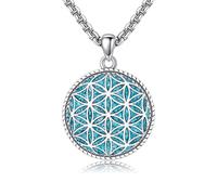 CUPENDA Flower of life/butterflies/dragonflies/phoenix/hummingbird/gecko/fish hook/wolf/dog bone/Messianic seal Mesusa/Palms 925 sterling silver turquoise pendant necklace jewelry for women men, one