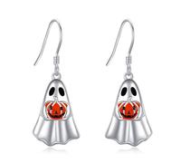 CUPENDA Ghost Earrings 925 Sterling Silver Ghost Pumpkin Drop Dangle Halloween Earrings Ghost Halloween Jewellery for Women
