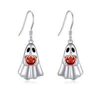 CUPENDA Ghost Earrings 925 Sterling Silver Ghost Pumpkin Drop Dangle Halloween Earrings Halloween Jewellery for Women