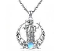 CUPENDA Hecate Moon Necklace 925 Sterling Silver Triple Moon Goddess Hecate Pendant Witchy Necklace Wiccan Pagan Jewellery for Women Men Mother