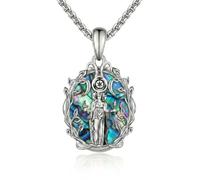 CUPENDA Hecate Necklace 925 Sterling Silver Hekate Triple Moon Goddess Abalone Shell Pendant Necklace Pagan Witchy Jewellery Gifts for Women Mother