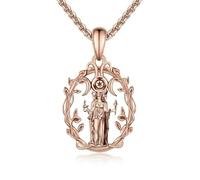 CUPENDA Hecate Necklace 925 Sterling Silver Hekate Triple Moon Goddess Filigree Pendant Necklace Valentines Day Pagan Witchy Jewellery for Women Mother-Rose Gold Plated
