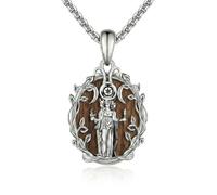 CUPENDA Hecate Necklace 925 Sterling Silver Hekate Triple Moon Goddess Wood Pendant Necklace Pagan Witchy Jewellery Gifts for Women Mother