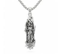 CUPENDA Hecate Triple Moon Necklace 925 Sterling Silver Wheel of Hecate Black Onyx Hexagonal Crystal Points Pendant Hekate Protrction Jewellery Wicca Pentagram Gifts for Women