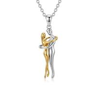 CUPENDA Hug Necklace for Couples Women 925 Sterling Silver Hugging Pendant Necklace Matching His and Her Anniversary Jewellery Romantic Gifts for Women Couples Wife