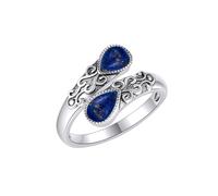 CUPENDA Lapis Lazuli Ring Sterling Silver Adjustable Band Open Rings Victorian Jewelry Gifts for Women Girls