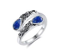 CUPENDA Lapis Lazuli Ring Sterling Silver Sunflower Spoon Ring You Are My Sunshine Victorian Jewellery for Women