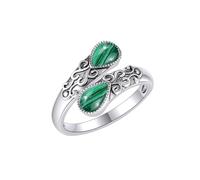 CUPENDA Malachite Ring Sterling Silver Adjustable Band Malachite Rings Victorian Jewelry Gifts for Girls