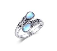 CUPENDA Moonstone Ring for Women Sterling Silver Rainbow Moonstone Adjustable Band Open Rings Jewellery Gifts for Girls