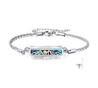 CUPENDA Mountain Urn Bracelet for Ashes 925 Sterling Silver Abalone Shell Mountain Cremation Jewellery for Ashes Keepsake Pendant Locket Bracelet for Women Mom