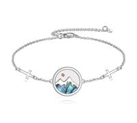 CUPENDA Mustard Seed Bracelet 925 Sterling Silver Mountain Cross Bracelet Christian Faith Jewelry Religious Gifts for Women