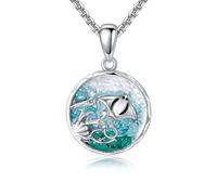 CUPENDA Ocean Necklace 925 Sterling Silver Turquoise Whale/Seahorse/Stingray/Turtle/Starfish Ocean Pendant Necklaces Ocean Jewelry Gifts for Women Men