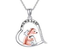 CUPENDA Polar Bear Necklace 925 Sterling Silver Mama Polar Bear Pendant Necklace Polar Bear Animal Jewellery for Women Mom