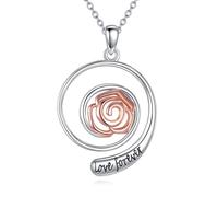 CUPENDA Ring Holder Necklace Sterling Silver Wedding Engagement Ring Keeper Necklaces Rose Flower Valentine's Day Birthday Jewellery for Women