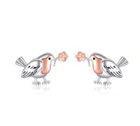 CUPENDA Robin Bird Earrings Sterling Silver Bird Flower Stud Earrings Cute Bird Animal Jewellery for Women