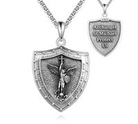 CUPENDA Saint Michael Necklace 925 Sterling Silver Saint Michael Medal Archangel Pendant Amulet Religious Jewellery Gifts for Men Christian