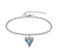 CUPENDA Shark Bracelet Sterling Silver Turquoise Shark Tooth Pendant Bracelet Ocean Beach Jewellery for Women Men Surfer