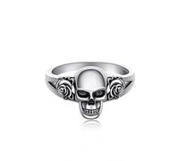 CUPENDA Skull Rings 925 Sterling Silver Gothic Skull Head with Rose Flower Statement Ring Vintage Skeleton Gift for Women-57