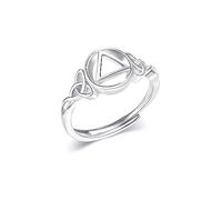 CUPENDA Sobriety Gift Alcoholics Anonymous Ring Sterling Silver AA Open Rings For Women Recovery Symbol Gift For Girl Her