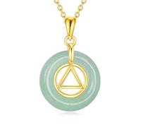 CUPENDA Sobriety Jade Necklace 925 Sterling Silver Alcoholic Anonymous Pendant Necklace Recovery Symbol AA Jade Jewellery for Women