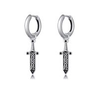 CUPENDA Sword Earrings Sterling Silver Celtic Knot Sword Hoop Earrings Dagger Jewellery for Women Men