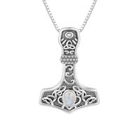 CUPENDA Thor Hammer Necklace Sterling Silver Celtic Mjolnir Pendant Labradorite Necklace Viking Jewellery Gifts for Women