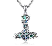 CUPENDA Thor Hammer Necklace Sterling Silver Viking Compass Mjolnir Pendant Vegvisir Jewellery Gifts for Women Men