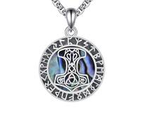 CUPENDA Thors Hammer Mjolnir Necklace 925 Sterling Silver Viking Wolf Celtic Pendant Necklace Norse Viking Jewellery for Men Women