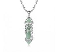 CUPENDA Tree of Life Jade Necklace 925 Sterling Silver Tree of Life Wire Wrapped Hexagonal Crystal Points Pendant Necklace Family Trees Jewellery Gifts for Women Mum