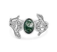 CUPENDA Triple Moon Goddess Rings 925 Sterling Silver Moon Phase Celtic knot Moss Agate Ring Wicca Pagan Jewellery Gift for Women