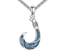 CUPENDA Turquoise Butterfly/Hummingbird/Wolf/Dog Bone/Fish Hook/Palm Tree Necklace Sterling Silver Turquoise Pendant Necklace Jewellery for Women Men