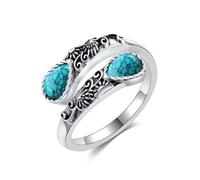 CUPENDA Turquoise Ring Sterling Silver Sunflower Spoon Ring You Are My Sunshine Victorian Jewellery for Women