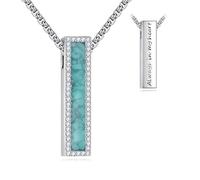 CUPENDA Turquoise Urn Necklaces for Ashes Sterling Silver Turquoise 3D Bar Cremation Jewelry for Ashes Memory Jewelry for Women Men