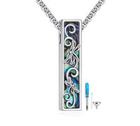 CUPENDA Urn Necklaces for Ashes 925 Sterling Silver Dragonfly Abalone Shell 3D Bar Cremation Jewellery for Ashes Memory Jewellery for Women Men