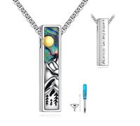 CUPENDA Urn Necklaces for Ashes 925 Sterling Silver Mountain Abalone Shell 3D Bar Cremation Jewellery for Ashes Memory Jewellery for Women Men