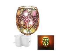 cupeohome 3D Glass Wax Warmer Night Light, Flameless Aromatherapy Wax Melter with Firework Design, Electric Scented Wax Melt Warmer for Home Office Bedroom Decor(1,Fireworks,One Size)