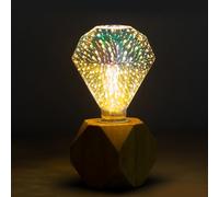 cupeohome 3D LED Firework Light Bulbs Without a lamp Holder, Vintage Edison Bulbs with Star, Heart, Christmas Tree, Color Changing Decorative Bulbs for E27 Socket, Party,Festival Decor (Flat Drill)