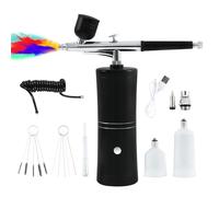 cupeohome Airbrush Kit with Compressor, Portable Rechargeable Cordless High-Pressure Air Brush Set with 0.3mm Nozzle and Cleaning Brush Set for Nail Art, Makeup, Painting, Cake Decor, Model Painting