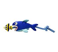 Cuperay Durable Tug-of-War Plush Dog Toys with Thick Rope, Squeaky Interactive Chew Toys for Small/Medium/Large Dogs, Cute Animal Shapes for Teething & Boredom Relief,Dark Blue Shark